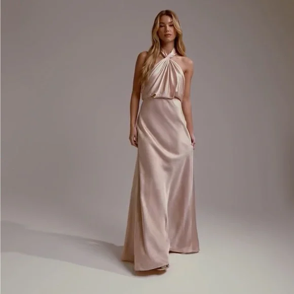 NWT ASOS Design Satin Halter Maxi Formal Gown Dress. Size 6. Medium. - Picture 8 of 16